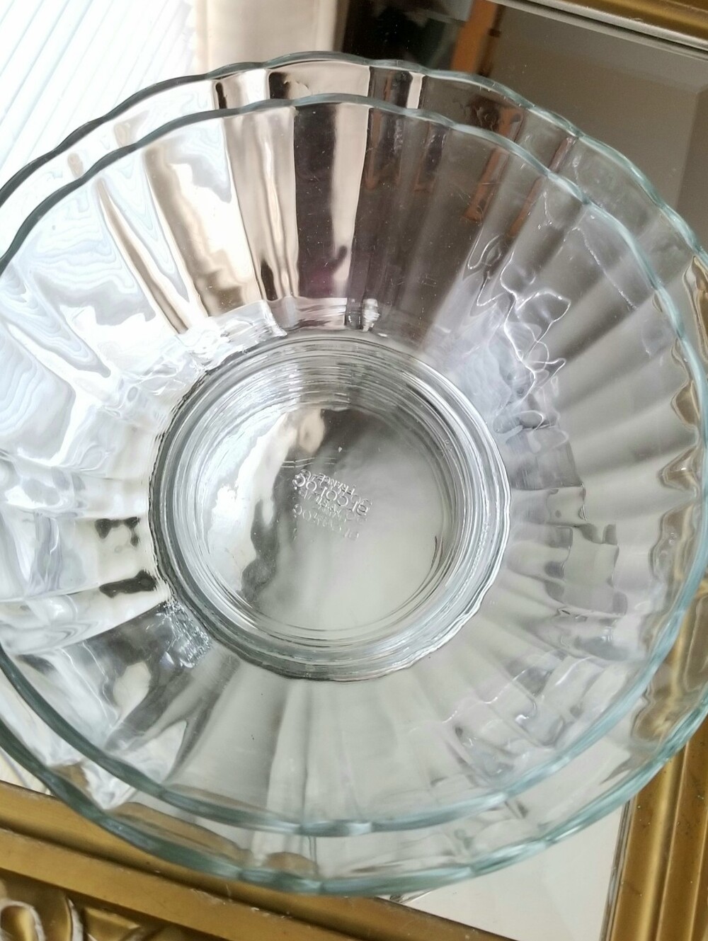 ❗Vintage Arcoroc France Clear Glass Bowls w/ Fluted Petal Panels & Scalloped Rim